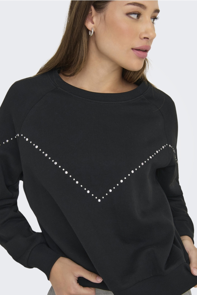 JDYLENA L/S STUD SWEAT JRS 15352914 BLACK/SEQUINCE